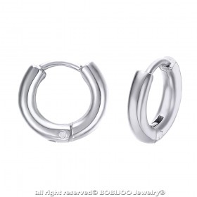 Paire Boucles d'Oreilles Homme Créoles Acier 12mm 2mm bobijoo