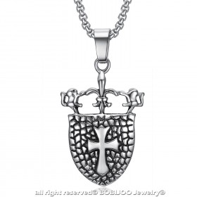 PE0076 BOBIJOO Jewelry Pendant Royal Shield Fleur de Lis Lion Cross