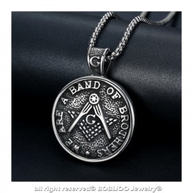 Médaillon Pendentif Franc-Maçonnerie Brothers Acier bobijoo