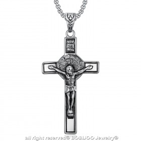 PE0094 BOBIJOO Jewelry Ciondolo, San Benedetto da Norcia Gesù sulla Croce INRI