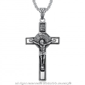 Pendentif Saint Benoît de Nursie Jesus sur Croix INRI bobijoo