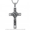 PE0094 BOBIJOO Jewelry Pendant, Saint Benedict of Nursia Jesus on Cross INRI