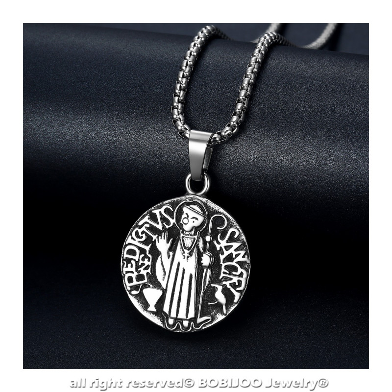 BOBIJOO Jewelry Anello Uomo in Croce San Benedetto Protezione Demone Acciaio Argento Nero BOBIJOO Jewelry Anello Uomo in Croce San Benedetto Protezione Demone Acciaio Argento Nero