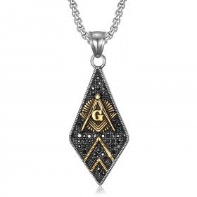 PE0109 BOBIJOO Jewelry Pendant Freemasonry Diamond Steel Gold