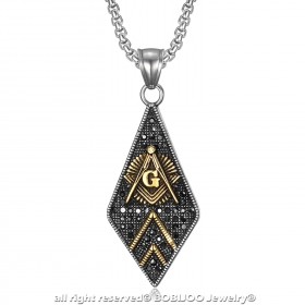 PE0109 BOBIJOO Jewelry Ciondolo Massoneria Diamante Acciaio Oro