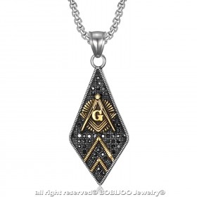 PE0109 BOBIJOO Jewelry Pendant Freemasonry Diamond Steel Gold