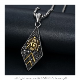 PE0109 BOBIJOO Jewelry Pendant Freemasonry Diamond Steel Gold