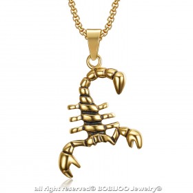 PE0110 BOBIJOO Jewelry Discreet Pendant Scorpio Astro Steel Gold