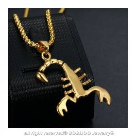 Discret Pendentif Scorpion Astro Acier Or bobijoo