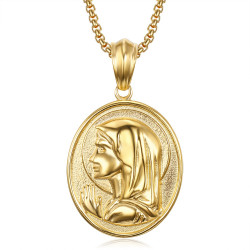 PE0112 BOBIJOO Jewelry Großes Medaillon Mit Der Jungfrau Maria Oval-Ring Stahl Gold