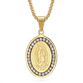 PE0115 BOBIJOO Jewelry Anhänger Medaille Unserer lieben Frau von Guadalupe Strass Gold
