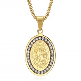 Pendentif Médaille Notre-Dame de Guadalupe Strass Or bobijoo