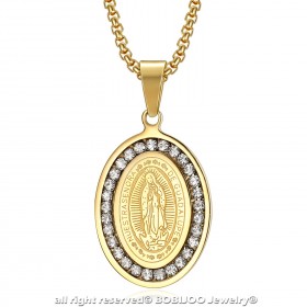 PE0115 BOBIJOO Jewelry Pendant Medal Our Lady of Guadalupe Rhinestone Gold