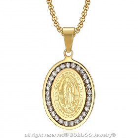 Pendentif Médaille Notre-Dame de Guadalupe Strass Or bobijoo