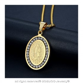 PE0115 BOBIJOO Jewelry Pendant Medal Our Lady of Guadalupe Rhinestone Gold