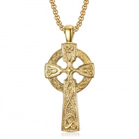 PE0238 BOBIJOO Jewelry Anhänger Kreuz, Keltische Knoten Irischen Stahl Gold