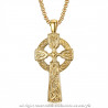 PE0238 BOBIJOO Jewelry Anhänger Kreuz, Keltische Knoten Irischen Stahl Gold