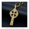 Pendentif Croix Celtique Noeud Irlandais Acier Or bobijoo