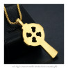 PE0238 BOBIJOO Jewelry Cross Pendant Celtic Knot Irish Steel Gold