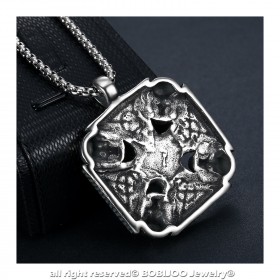 PE0239 BOBIJOO Jewelry Cross pendant knight Templar Celtic Biker skull Head Skull