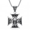 PE0240 BOBIJOO Jewelry Anhänger Biker Kreuz Templer-Schädel totenkopf Flammen