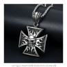 PE0240 BOBIJOO Jewelry Anhänger Biker Kreuz Templer-Schädel totenkopf Flammen