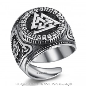 BA0282 BOBIJOO Jewelry Anillo sortija de Sello Valknut Guerreros Nudo de los Caídos