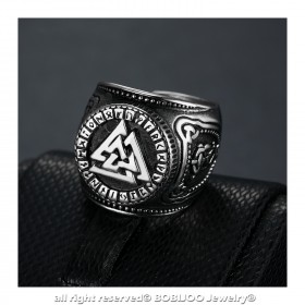 BA0282 BOBIJOO Jewelry Ring Signet ring Valknut Warriors Knot of Felled
