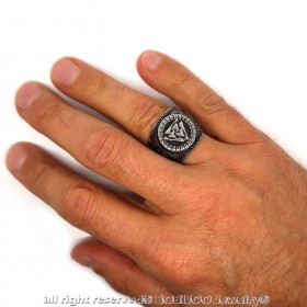 BA0282 BOBIJOO Jewelry Ring Siegelring Valknut Krieger Knoten Besiegt