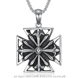 PE0167 BOBIJOO Jewelry La Imposición De Colgante Caballero Templario Cruz Pattée De Acero Envejecido + Cadena