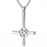 PE0243 BOBIJOO Jewelry Cross Pendant Inverted Pentacle Steel Satan