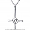 PE0243 BOBIJOO Jewelry Anhänger, Kreuz, Umgekehrte Pentagramm Satan Stahl