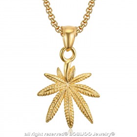 PE0242 BOBIJOO Jewelry Piccolo Ciondolo Foglia Di Cannabis Acciaio Oro