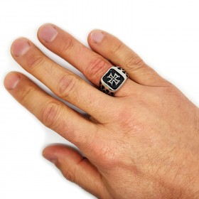 Bague Chevalière Homme Biker Croix de Malte Enflammée bobijoo