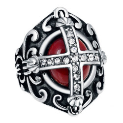 BA0354 BOBIJOO Jewelry Ring Siegelring Rote Mann Royalisten und Diamanten