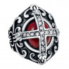 Bague Chevalière Homme Rouge Royaliste et Diamants bobijoo