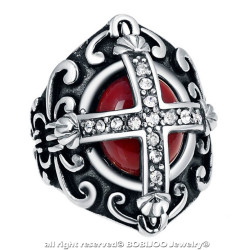 BA0354 BOBIJOO Jewelry Ring Siegelring Rote Mann Royalisten und Diamanten