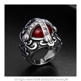 BA0354 BOBIJOO Jewelry Ring Signet ring Man Red Royalist and Diamonds