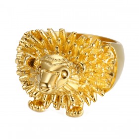 BA0355 BOBIJOO Jewelry Ring Siegelring Mannes Kopf, Igel Niglo Reisenden Gold