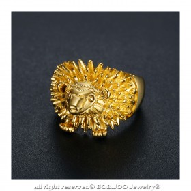 BA0355 BOBIJOO Jewelry Ring Siegelring Mannes Kopf, Igel Niglo Reisenden Gold