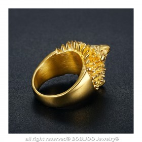 BA0355 BOBIJOO Jewelry Ring Signet Ring Man's Head, Hedgehog Niglo Traveller Gold