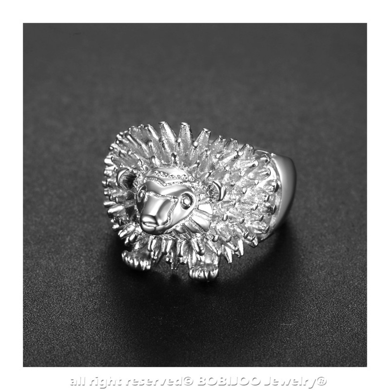 Bague Chevali/ère Homme T/ête de H/érisson Niglo Voyageur Gitan Acier 316L Dor/é Or Plaqu/é PVD BOBIJOO Jewelry