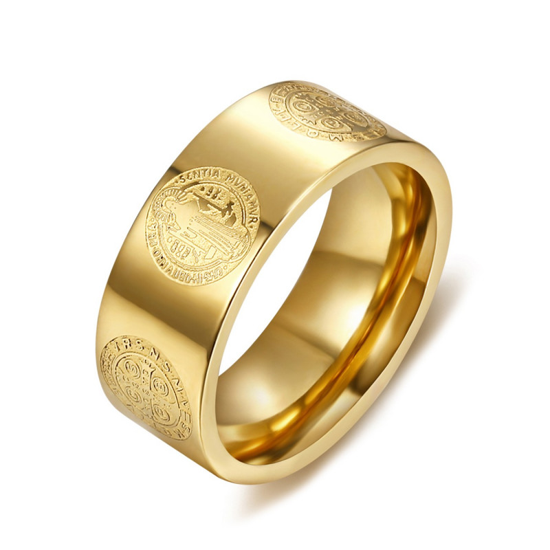 BA0357 BOBIJOO Jewelry Ring, Ring, Allianz, Benedikt, Gold-Schutz 8mm