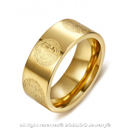 BA0357 BOBIJOO Jewelry Ring Ring Alliance, St. Benedict Gold Protection 8mm