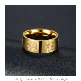 BA0357 BOBIJOO Jewelry Ring Ring Alliance, St. Benedict Gold Protection 8mm