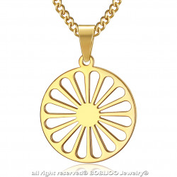 PE0244 BOBIJOO Jewelry Pendant Wheel of the Travelers Flag Gypsies Gold