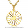 PE0244 BOBIJOO Jewelry Pendant Wheel of the Travelers Flag Gypsies Gold