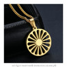 PE0244 BOBIJOO Jewelry Pendant Wheel of the Travelers Flag Gypsies Gold