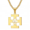 PE0246 BOBIJOO Jewelry Anhänger Scout Frankreich Kreuz Potencée Fleur de Lys Gold