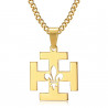 PE0246 BOBIJOO Jewelry Pendant Scout France Potent Cross Fleur-de-Lys Gold